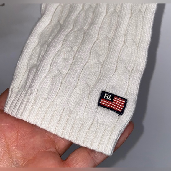 Polo Jeans Ralph Lauren Cable Knit Sweater Women’s M White Crewneck 100% Cotton - Picture 3 of 8